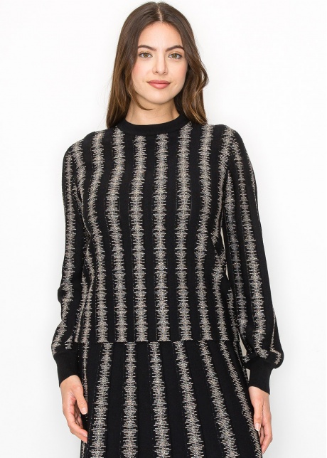 Metallic Striped Modest Sweater