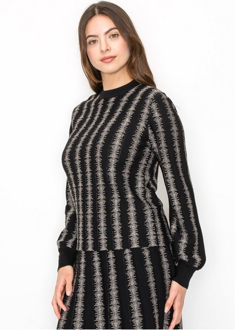 Metallic Striped Modest Sweater