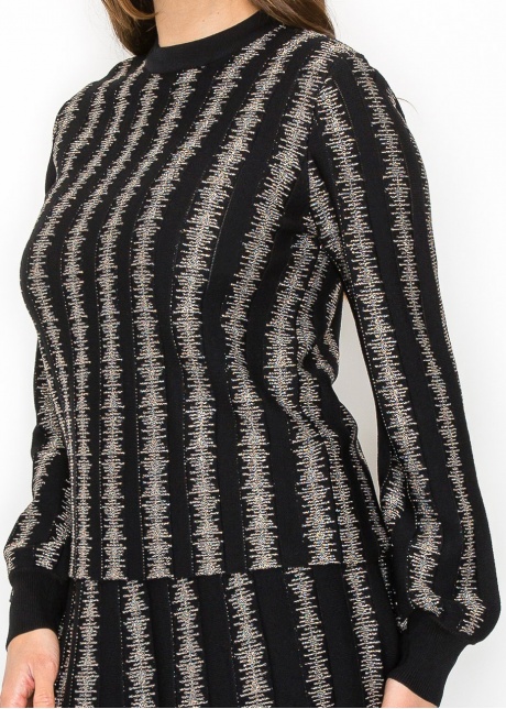 Metallic Striped Modest Sweater