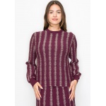 Burgundy Top with Shimmering Stripe Details