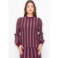 Burgundy Top with Shimmering Stripe Details