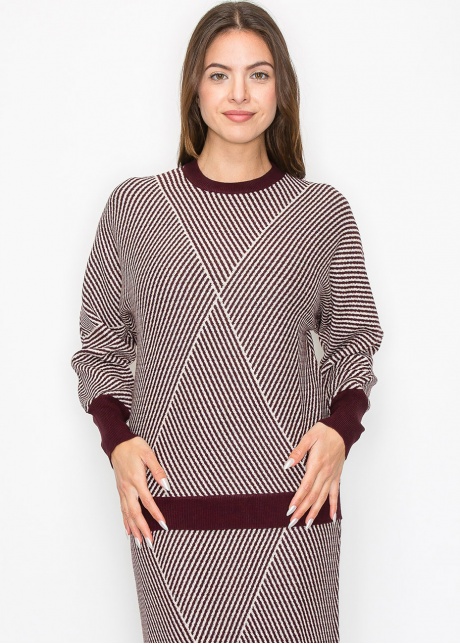 Burgundy & White Graphic Sweater