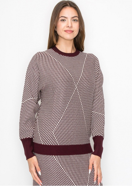 Burgundy & White Graphic Sweater