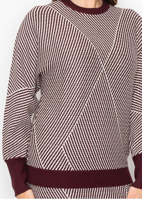 Burgundy & White Graphic Sweater