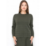 Olive Grid Knit Sweater