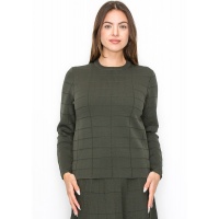 Olive Grid Knit Sweater