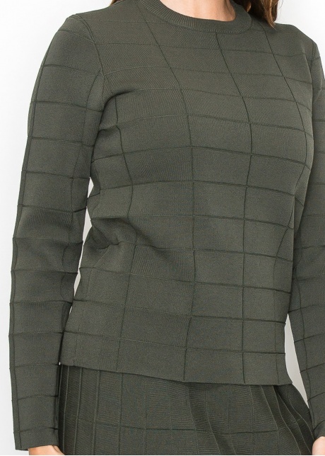 Olive Grid Knit Sweater
