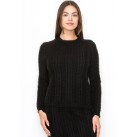 Black Cable Texture Sweater