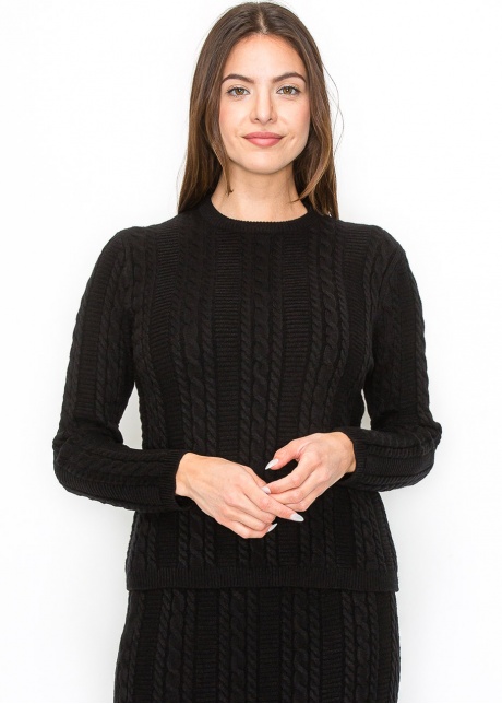 Black Cable Texture Sweater