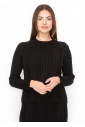 Black Cable Texture Sweater