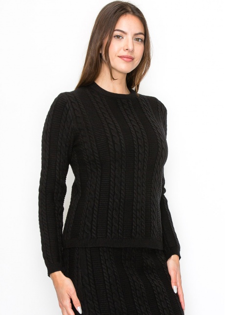 Black Cable Texture Sweater