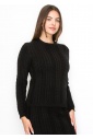 Black Cable Texture Sweater