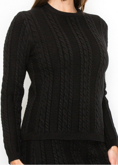 Black Cable Texture Sweater