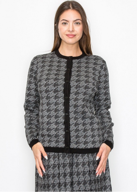 Timeless Houndstooth Knit Cardigan