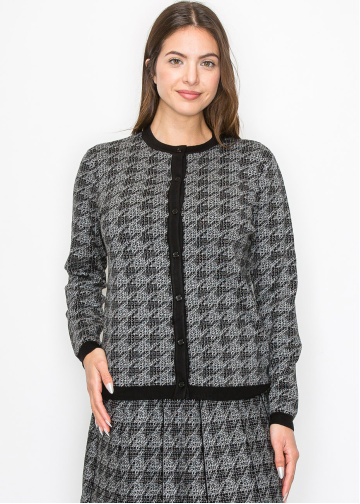 Timeless Houndstooth Knit Cardigan
