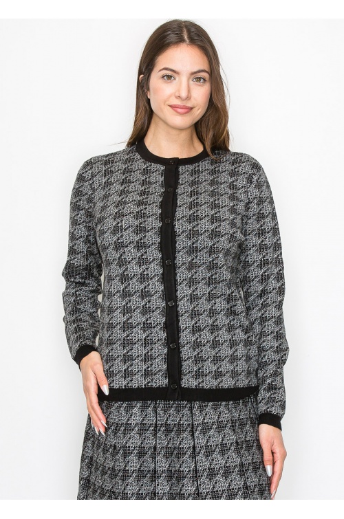 Timeless Houndstooth Knit Cardigan