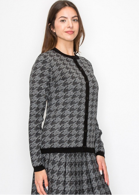 Timeless Houndstooth Knit Cardigan