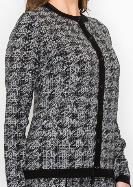 Timeless Houndstooth Knit Cardigan
