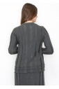 Grey Ribbed Knit Top with Bow Detail