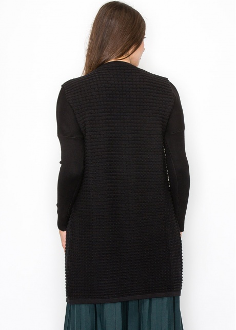 Black Knit Vest with Gold Button Details