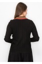 Black V-Neck Cardigan with Colorful Stripes