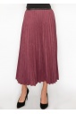 Elegant Burgundy Suede Pleat Midi Skirt