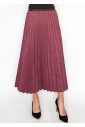 Elegant Burgundy Suede Pleat Midi Skirt