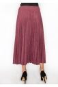 Elegant Burgundy Suede Pleat Midi Skirt