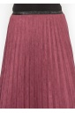 Elegant Burgundy Suede Pleat Midi Skirt