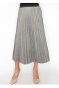 Gray Suede Pleated A-Line Skirt