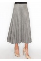 Gray Suede Pleated A-Line Skirt