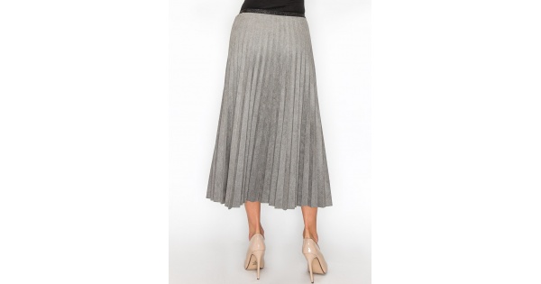 CHAIN PLEATS LAP SKIRT GRAY - KAGAMI.L | 60% - Asian Fashion
