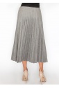 Gray Suede Pleated A-Line Skirt