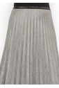 Gray Suede Pleated A-Line Skirt