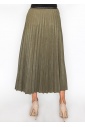 Olive Pleated Suede Midi Skirt