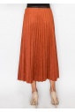 Rust Suede Midi Skirt with Pleats