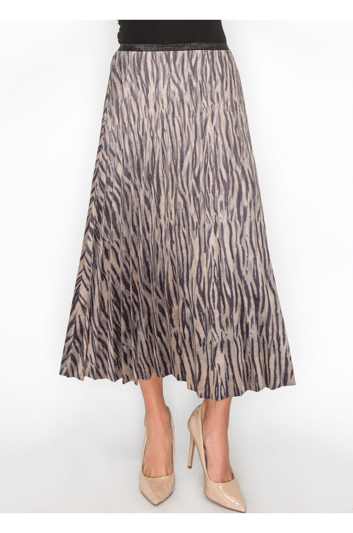 Striped Safari Pleated Skirt