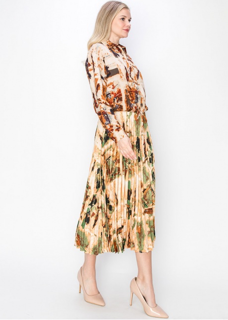 Rust and Beige Abstract Blouse