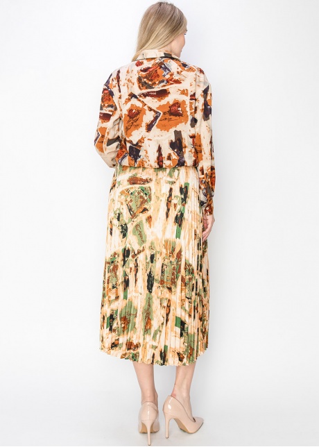 Rust and Beige Abstract Blouse
