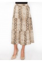 Snakeskin Print Tiered A-Line Skirt