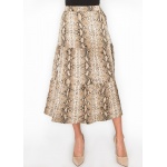 Snakeskin Print Tiered A-Line Skirt