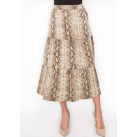 Snakeskin Print Tiered A-Line Skirt