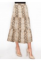 Snakeskin Print Tiered A-Line Skirt