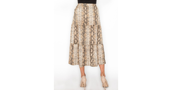 Snakeskin Print Tiered A-Line Skirt | Modest Women Clothing - YAL