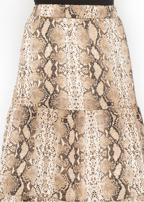Snakeskin Print Tiered A-Line Skirt
