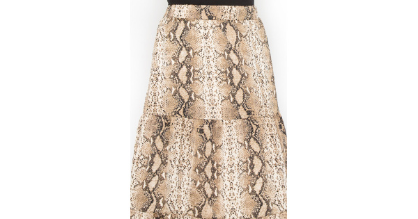 Snakeskin Print Tiered A-Line Skirt | Modest Women Clothing - YAL