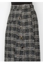 Black Tweed Plaid Midi Skirt