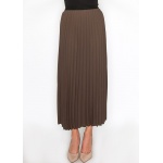 Soft Pleated Brown Midi Skirt