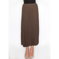 Soft Pleated Brown Midi Skirt