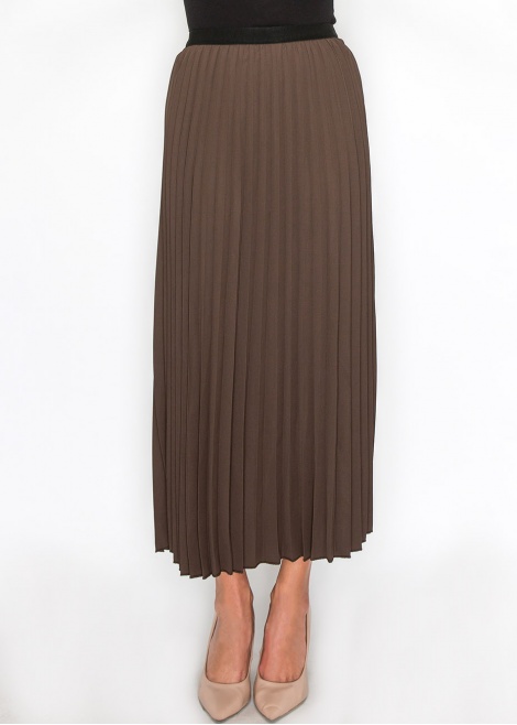 Soft Pleated Brown Midi Skirt Soft Pleated Brown Midi Skirt